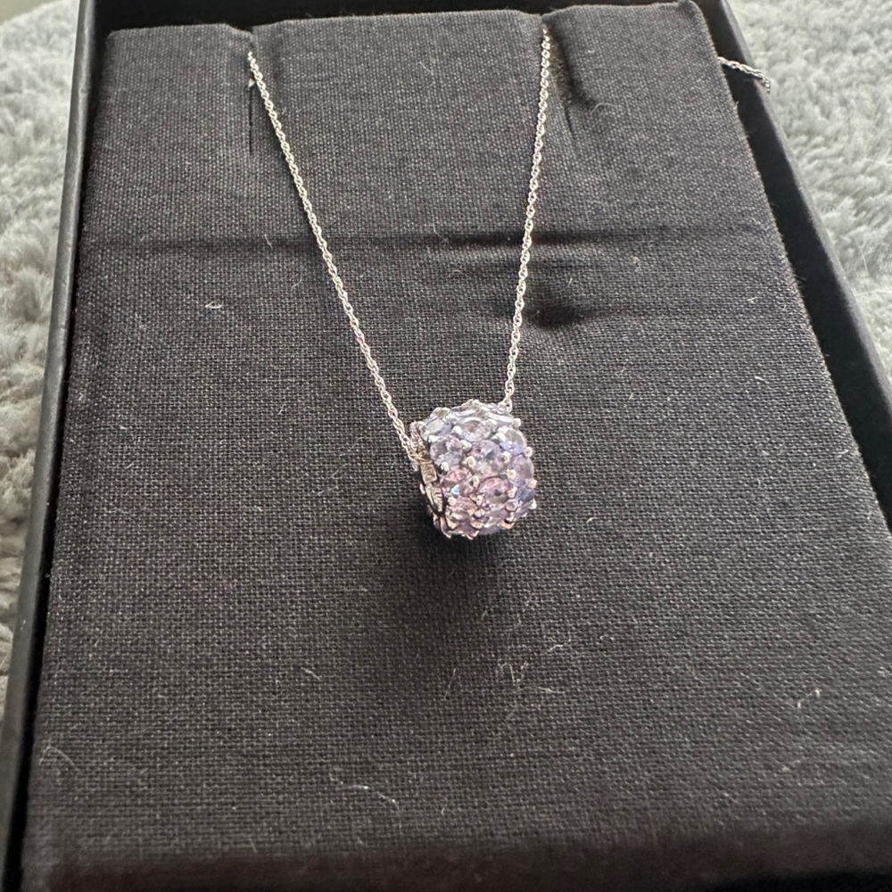 14k White Gold Tanzanite Pendant Bead & “18.25 Inch Chain - Picture 7 of 16